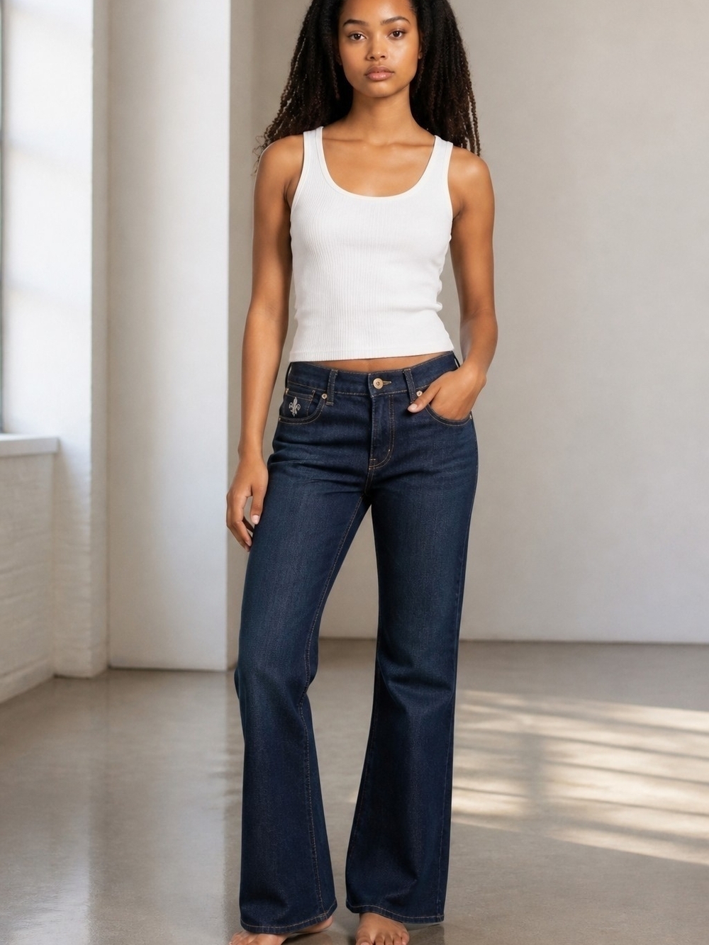 ​NWT Bongo Dark Wash Fleur De Lis Flare Jeans - Size 15